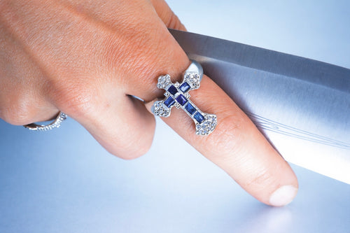 ANILLO CRUZ DE ZAFIROS