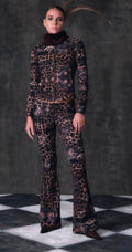 ANIMAL PRINT FLARED JEANS